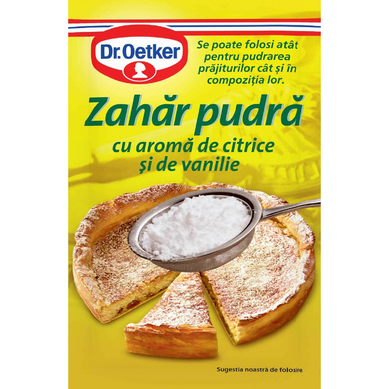 Dr.Oetker Zahar Pudra cu aroma de Citrice si de Vanilie, 50g