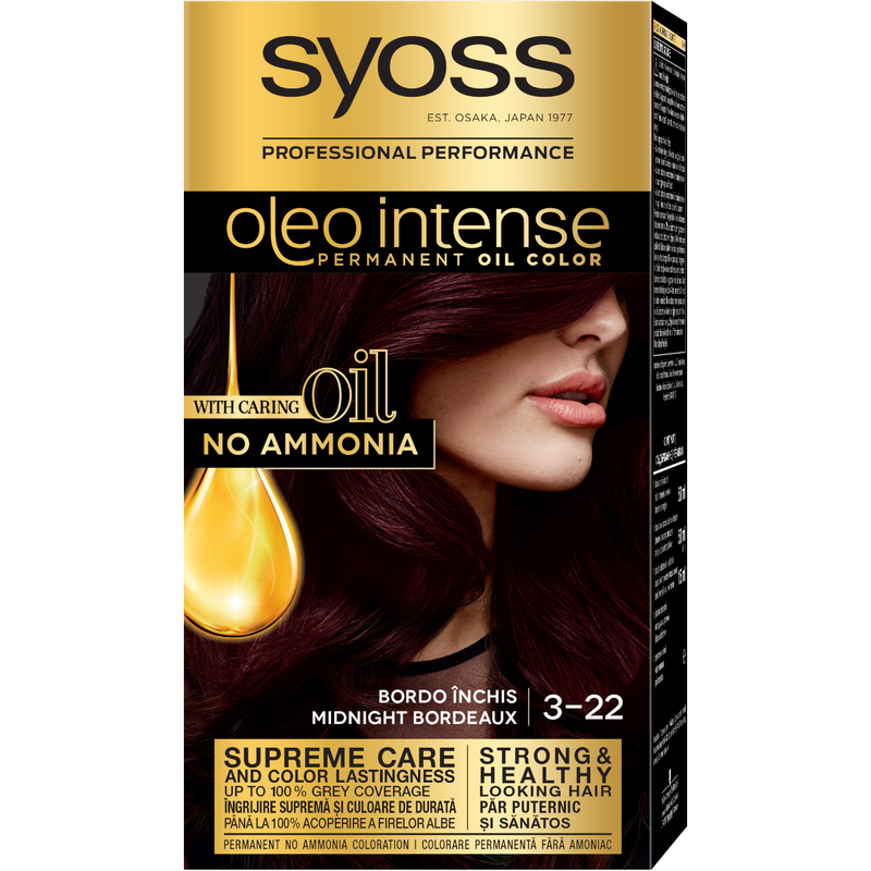 Vopsea permanenta cu ulei Syoss Oleo Intense 3-22 Bordo Inchis