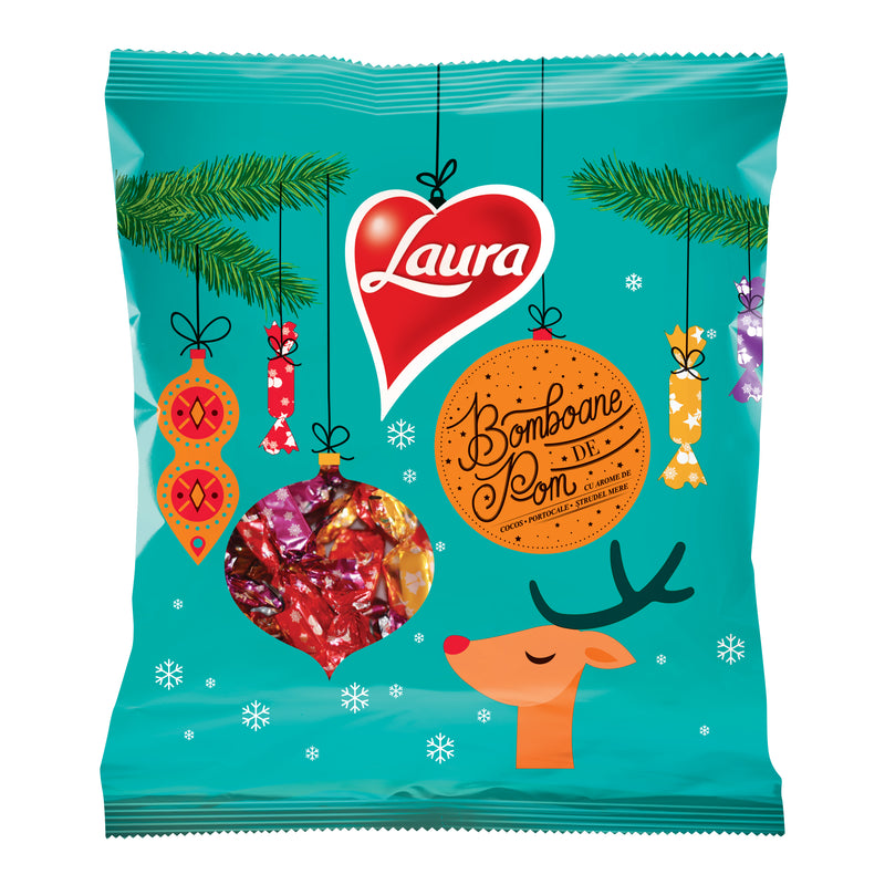 Laura Bomboane de pom cu aroma de cocos, portocale si strudel de mere 184g