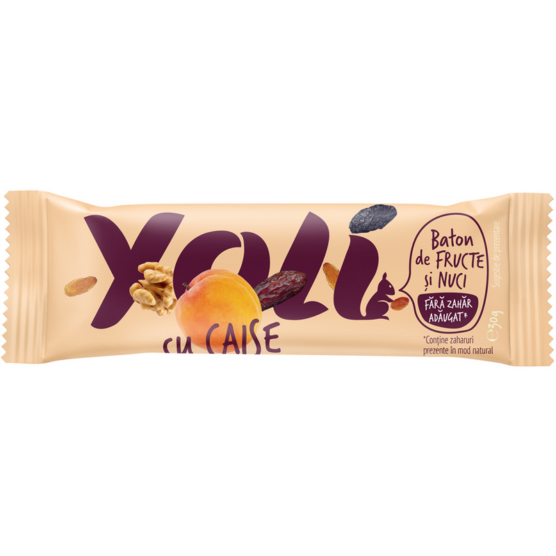 YOLI Baton de fructe cu caise fara zahar adaugat, 30g