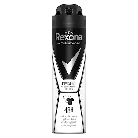 Deodorant antiperspirant spray Rexona Invisible Black&White, Barbati, 150 ml