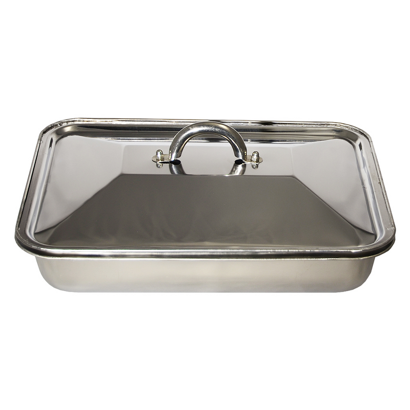 Tava din inox cu capac, 35 x 26 cm