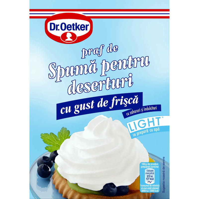 Dr.Oetker praf de spuma pentru deserturi cu gust de frisca light, 45g