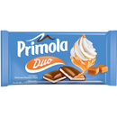 Primola ciocolata lapte umpluta cu crema (18%) de caramel si crema (29%) de frisca, 89 g