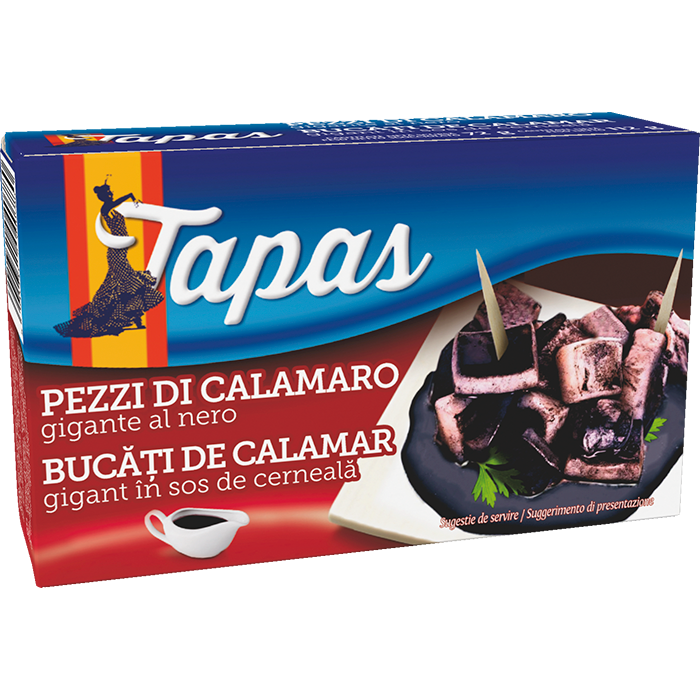 Tapas Bucati de calamar gigant (Dosidicus gigas) in sos de cerneala, 112 g