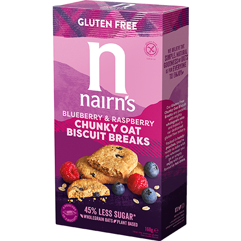 Nairns fursecuri fara gluten din ovaz cu afine si zmeura, 160g