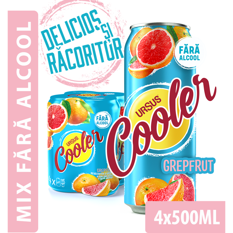 Ursus Cooler Grepfrut fara alcool doza, 4*0,5 L