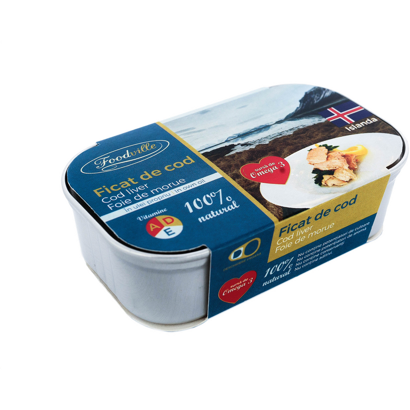 Ficat de cod in ulei propriu, 115 g