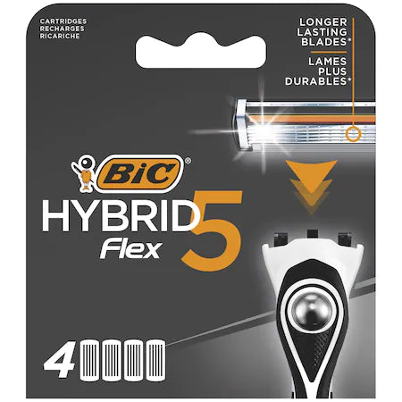 Rezerve Aparat de Ras Hybrid pentru barbati BIC Flex 5, 5 lame, pachet standard, 4 bucati