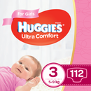 Huggies Ultra Comfort Box Windeln Gr. 3 Mädchen, 5-9 kg, 112 Stück