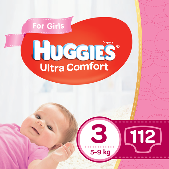 Huggies Ultra Comfort Box scutece marimea 3 Fetite, 5-9 kg, 112 bucati