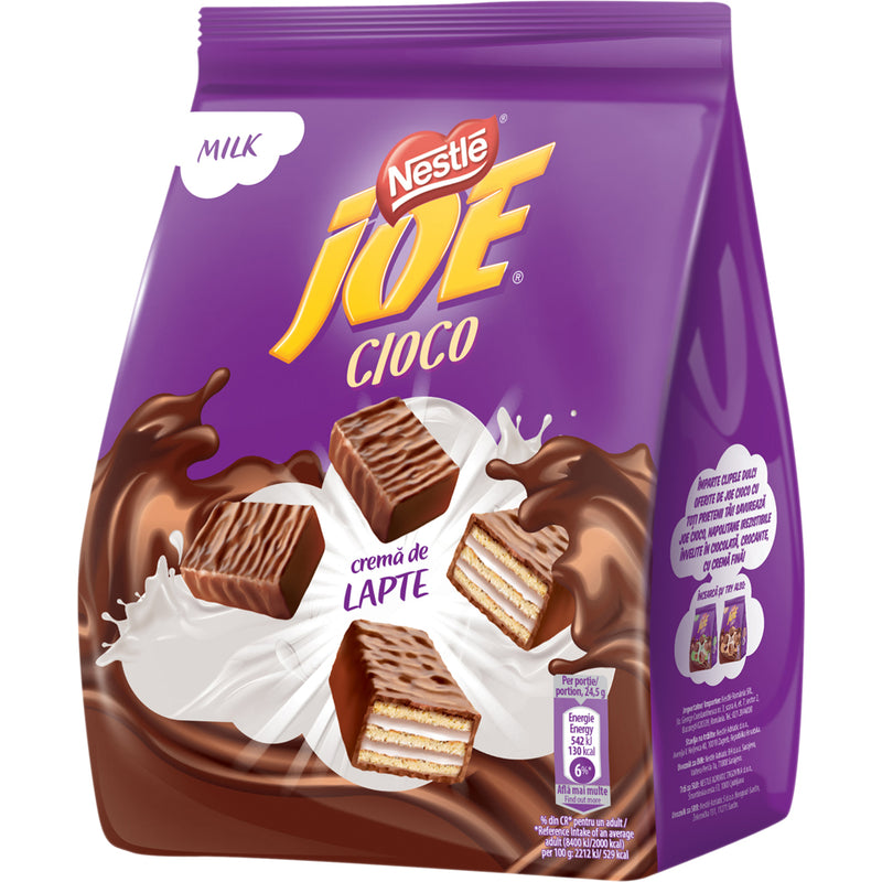 Joe napolitane glazura ciocolata si crema lapte, 160 g