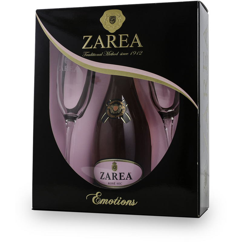 Zarea Diamond rose emotions spumant sec+2 pahare, 0.75l