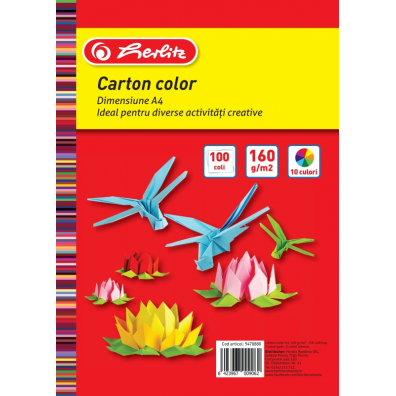 Carton color a4 160gr top 100 diverse culori