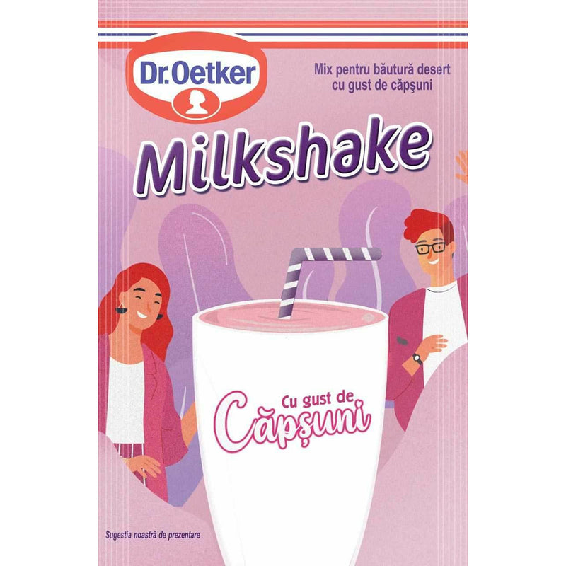 Dr.Oetker Praf pentru Milkshake cu gust de Capsuni, 33g