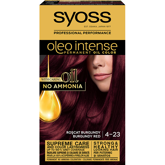 Vopsea de par permanenta fara Amoniac Syoss Oleo Intense 4-23 Roscat Burgundy