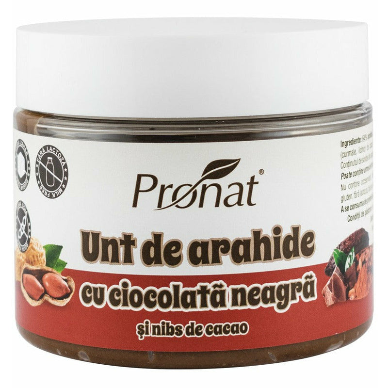 Pronat Unt de arahide cu ciocolata neagra si nibs de cacao, 300 g