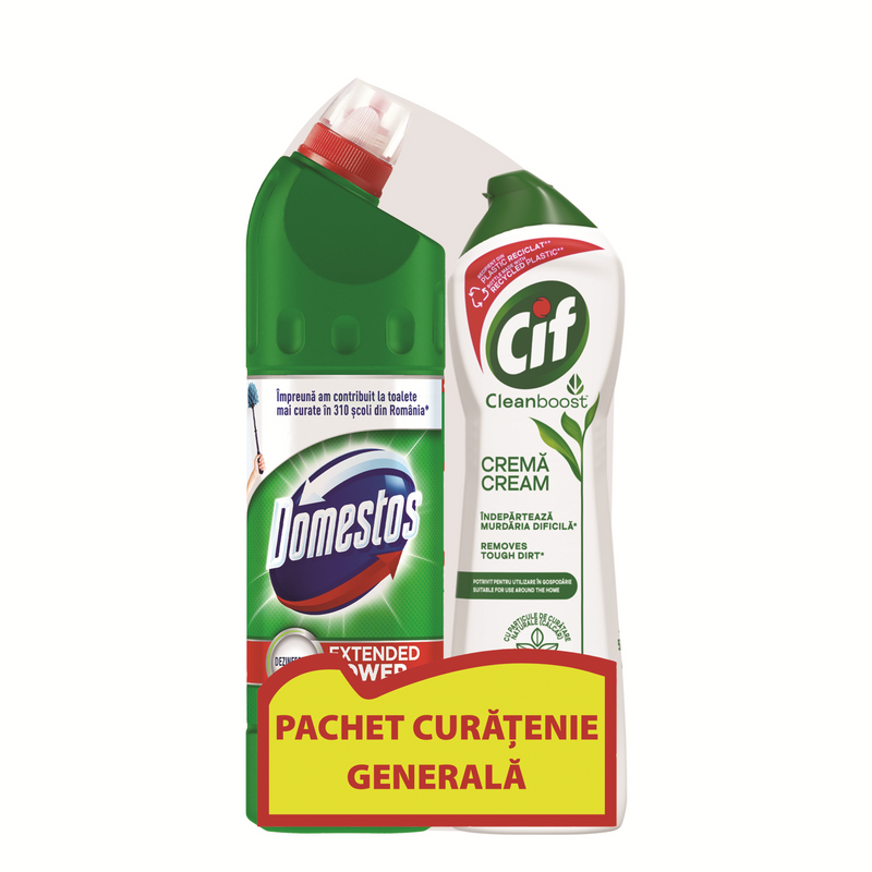 Pachet curatenie Domestos dezinfectant gel 750ml + Cif crema 500ml