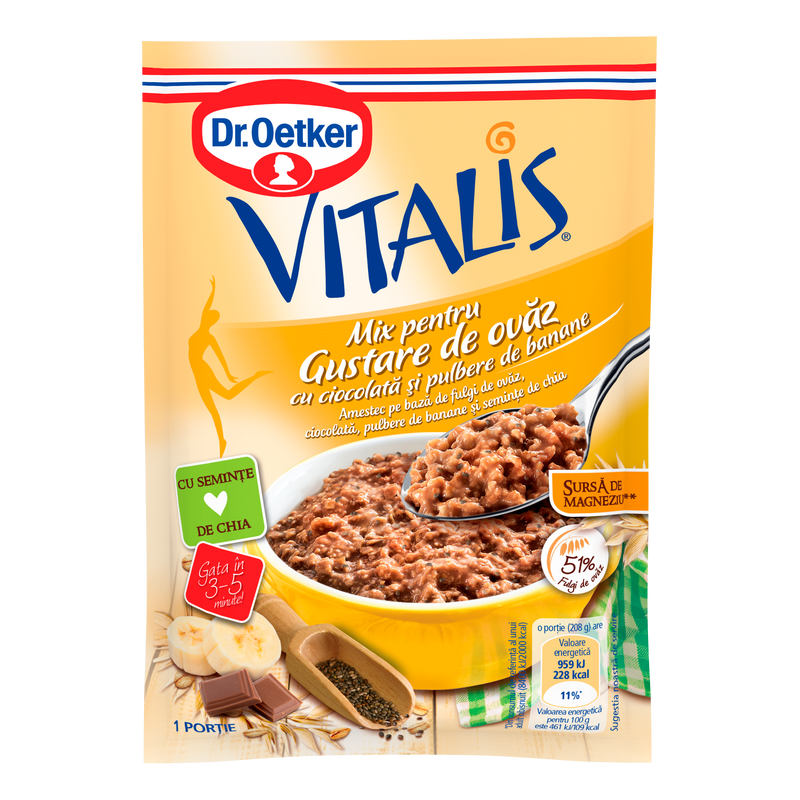 Dr.Oetker Vitalis Gustare de Ovaz Ciocolata si Banane, 58g