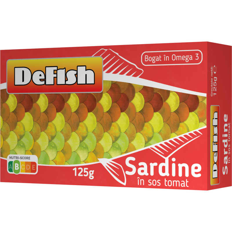 Defish sardina in sos tomat, 125 g