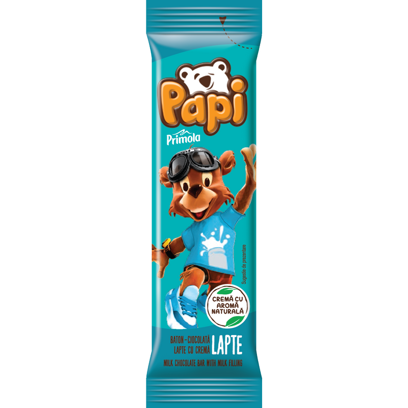 Primola Papi Baton Ciocolata Lapte &Crema Lapte, 26.8g