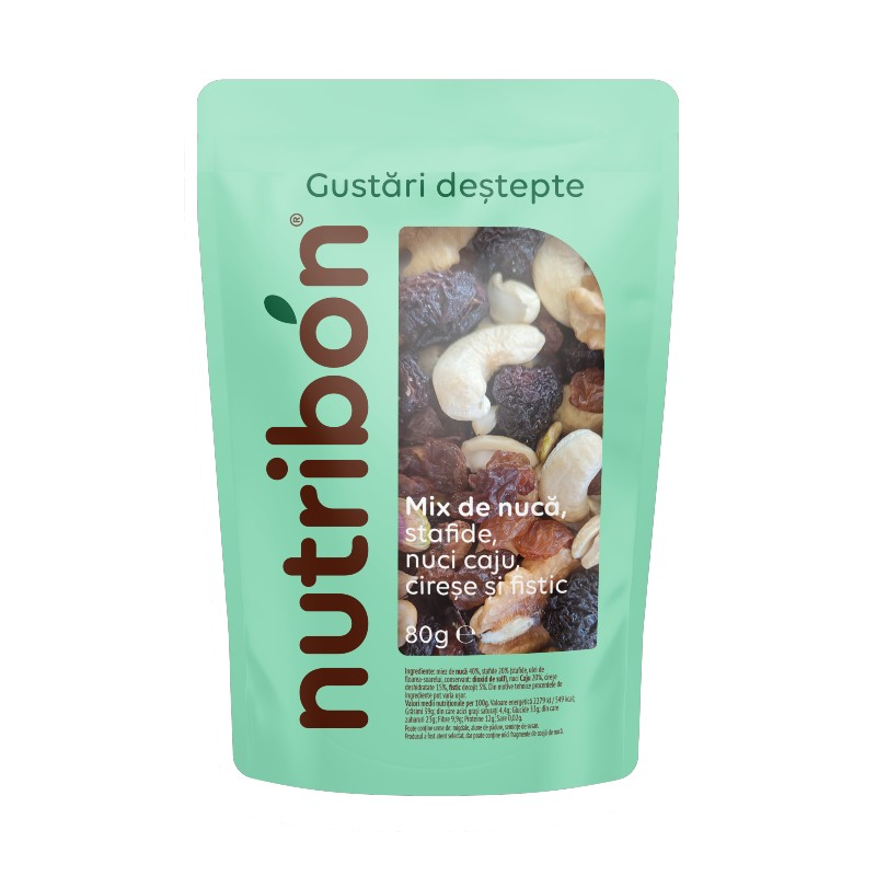 NUTRIBON Power Mix (miez de nuca, stafide, nuci Caju, Cirese, fistic), 80g