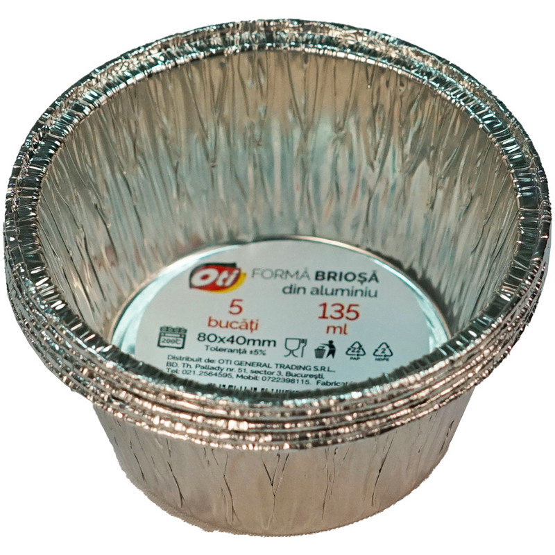 Caserola aluminiu briose 135 ml,  5bucati/set