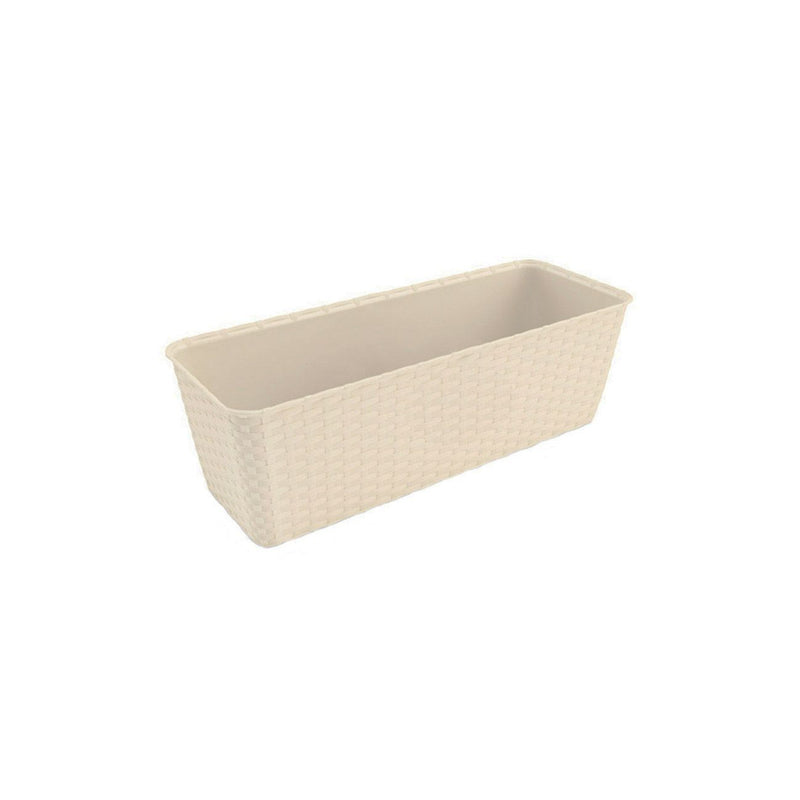 Jardiniera plastic model rattan crem, 50 cm