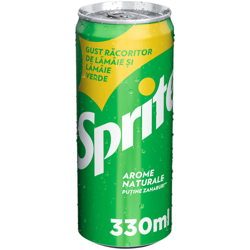 Sprite Bautura racoritoare carbogazoasa cu gust de lamaie si lamaie verde, doza 0.33L