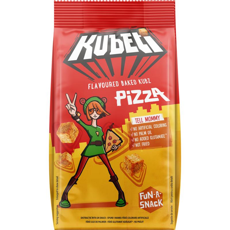 Kubeti cuburi din paine coapta aroma de pizza, 60g