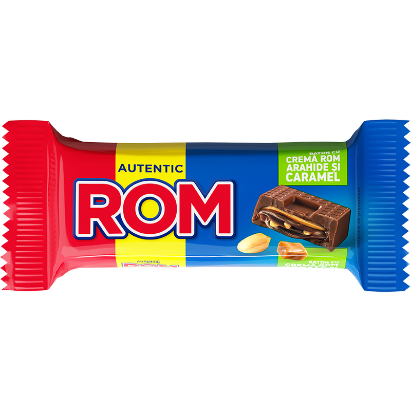 Rom baton de ciocolata cu lapte, caramel, arahide si crema de rom 29 g