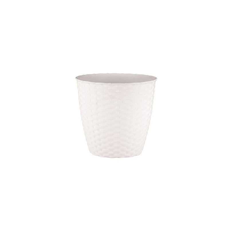 Ghiveci plastic model rattan alb, 14 cm