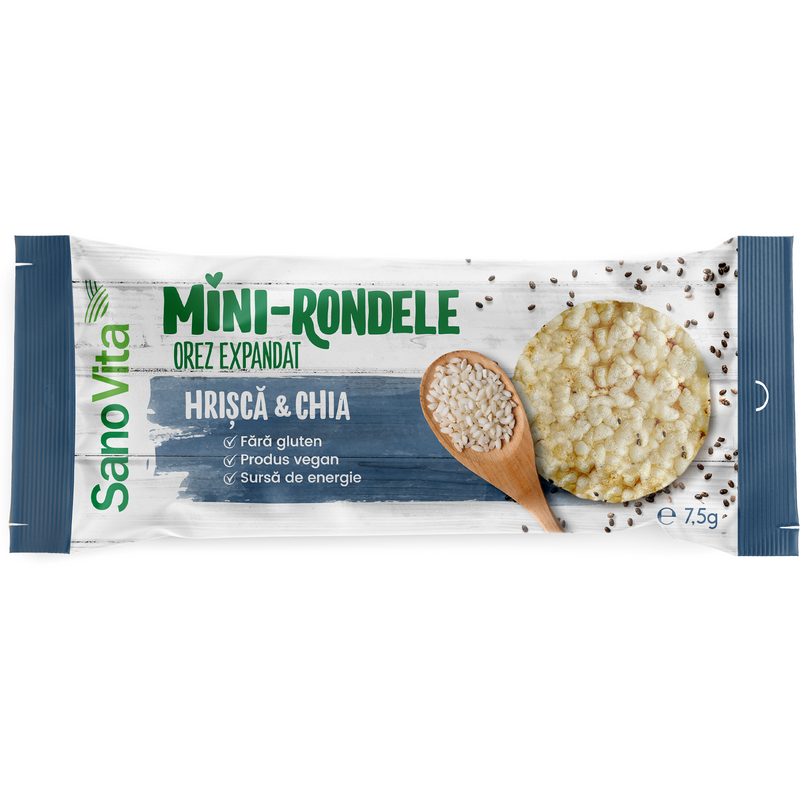 Mini-rondele din orez cu hrisca, chia cu sare, 7,5 g
