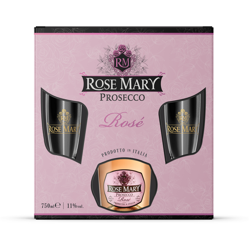 Rose Mary Prosecco Rose + 2 pahare, 0.75 L