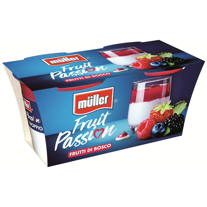 Muller Fruit Passion iaurt cu fructe de padure, 2x125g