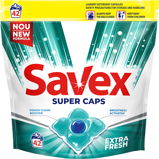 Savex detergent capsule super caps extra fresh, 42 spalari