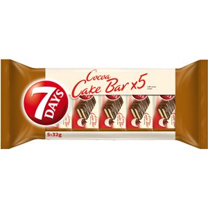 7DAYS Cocoa Cake Bar Prajitura cu glazura de cacao si umplutura de vanilie, 5x32 g