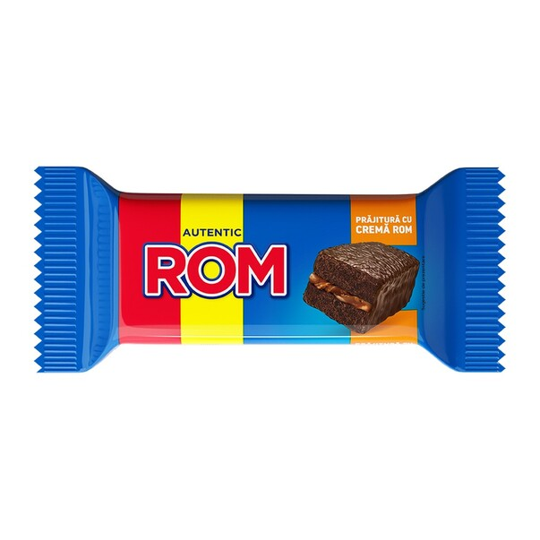 Rom prajitura cu 25% crema de rom si  34% glazura de cacao, 35g