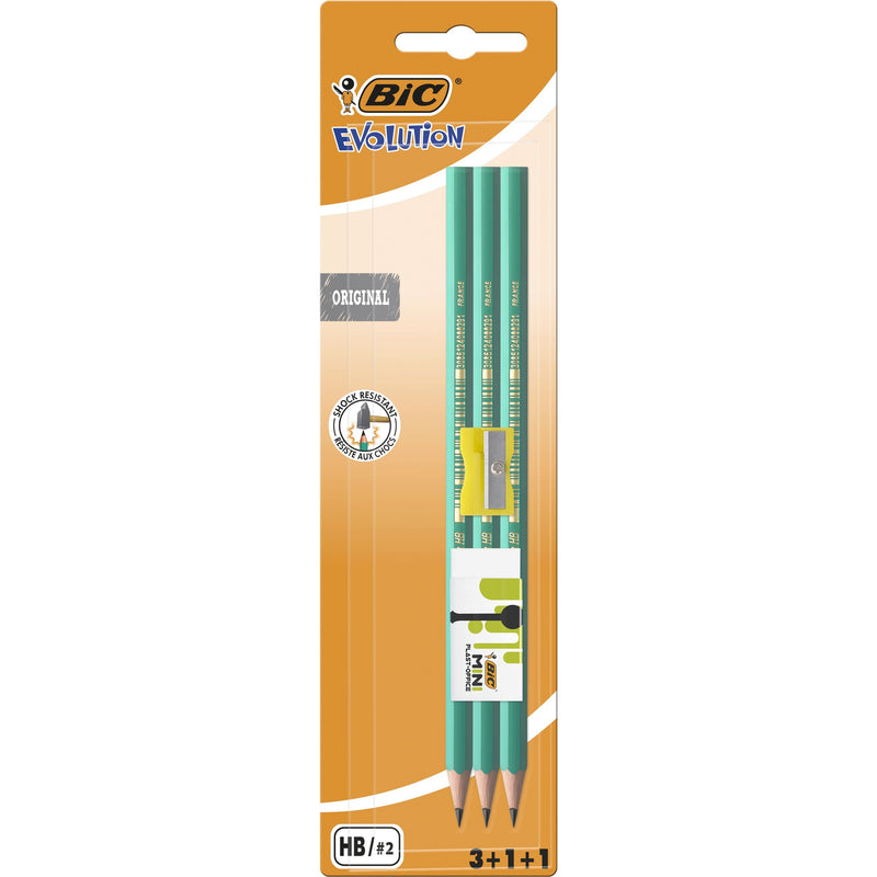 Set Bic Evolution 650, 3 creioane grafit HB Evolution, 1 radiera, 1 ascutitoare