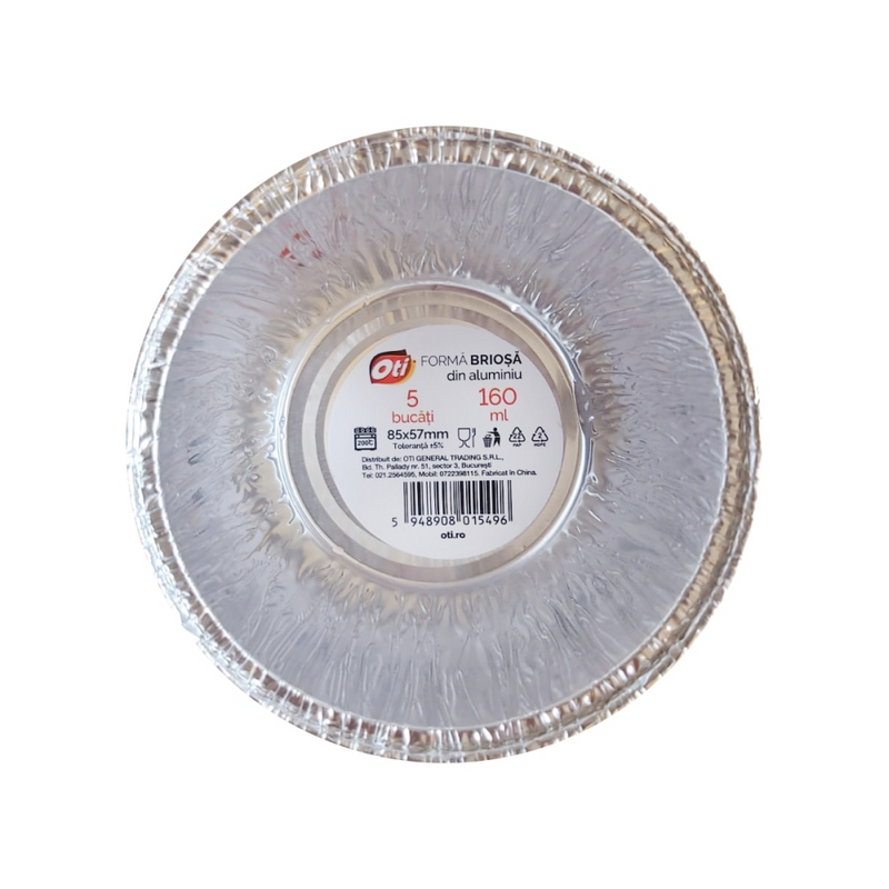 Caserola aluminiu briose 160ml, 5bucati/set