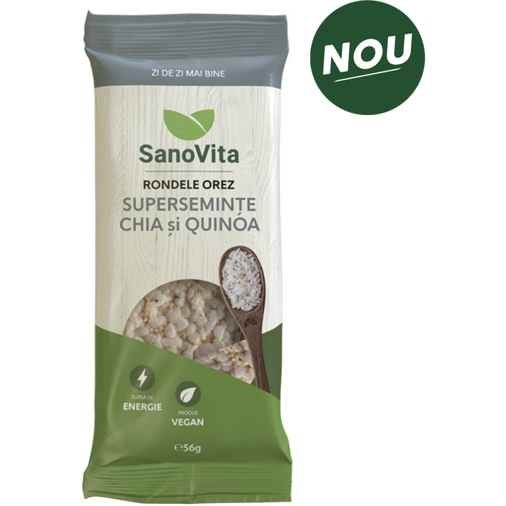 SanoVita rondele din orez super seminte chia si quinoa, 56 g