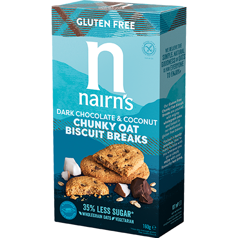 Nairns fursecuri fara gluten din ovaz cu cocos si ciocolata, 160g