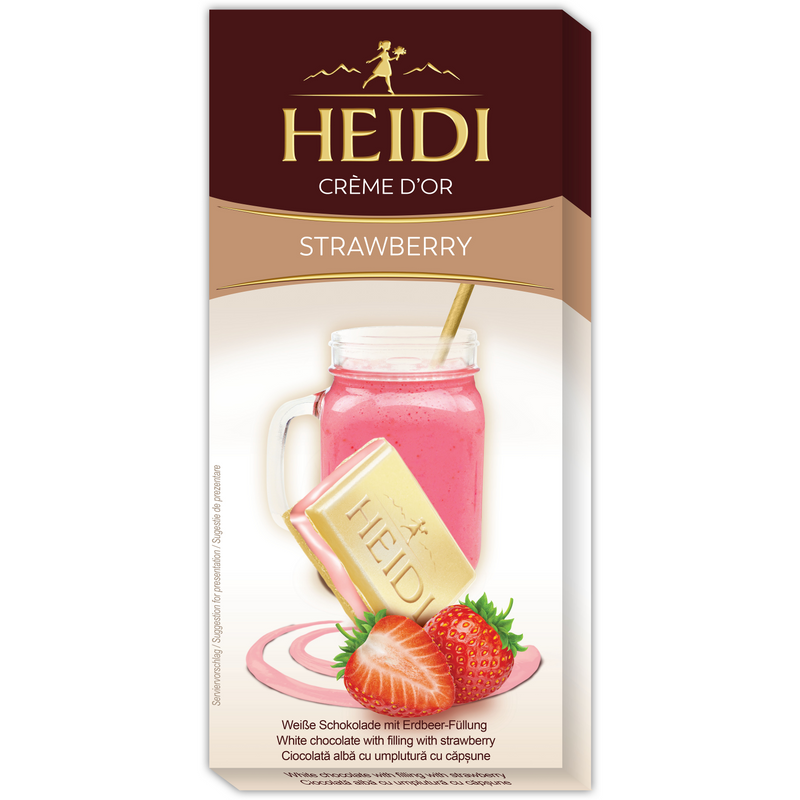 Heidi Creme DOr Tableta Ciocolata alba cu umplutura de capsuni, 90g