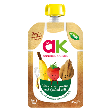 Annabel Karmel piure BIO copii cu capsuni, banane si lapte de cocos, 100G