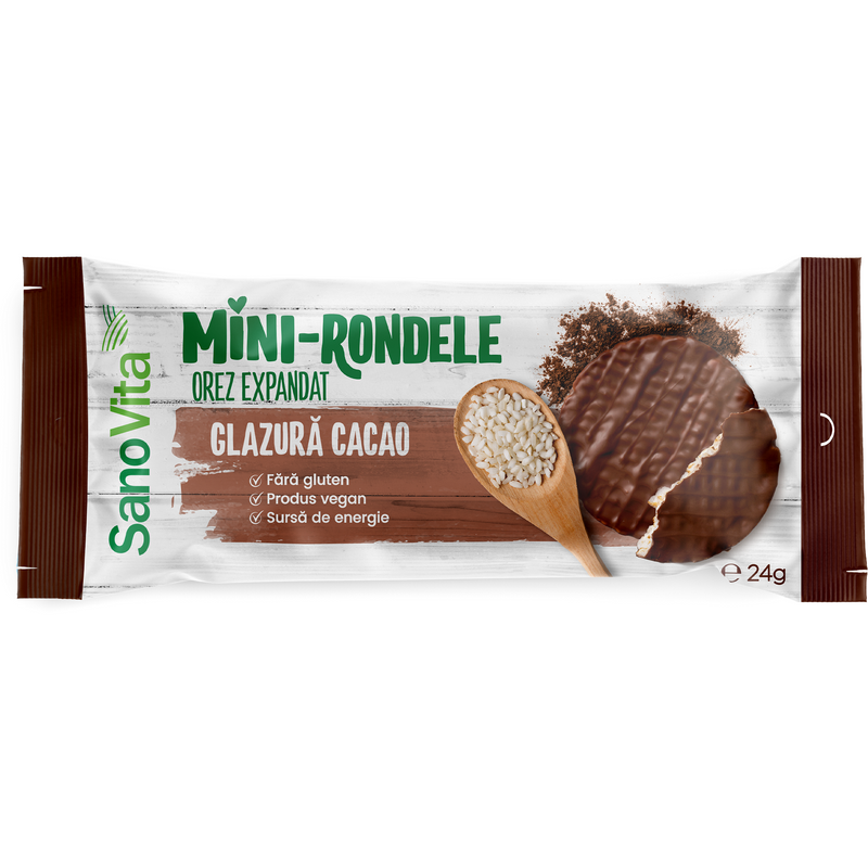 Mini-rondele din orez cu glazura de cacao, 24g