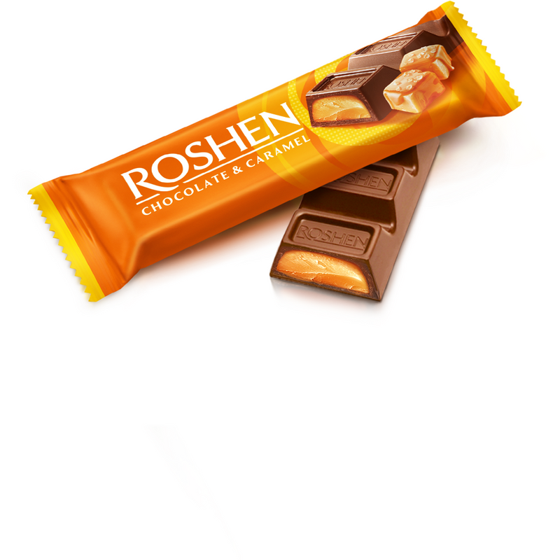 Roshen Baton cu ciocolata cu lapte si caramel, 30g