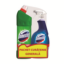 Pachet curatenie Domestos dezinfectant gel 1L + Domestos spray dezinfectant 750ml