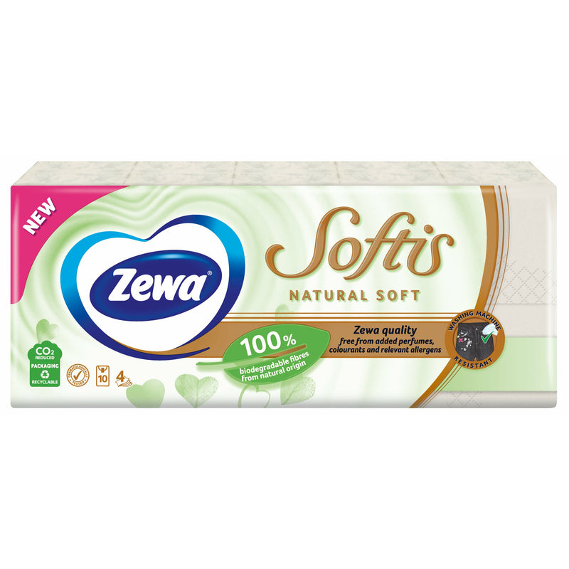 Zewa Softis Natural Soft, servetele nazale 4 straturi, 10 pachete