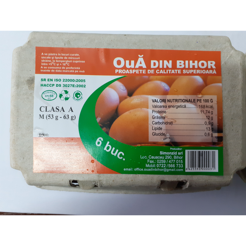 Oua din Bihor, caserola marimea M, 6 bucati