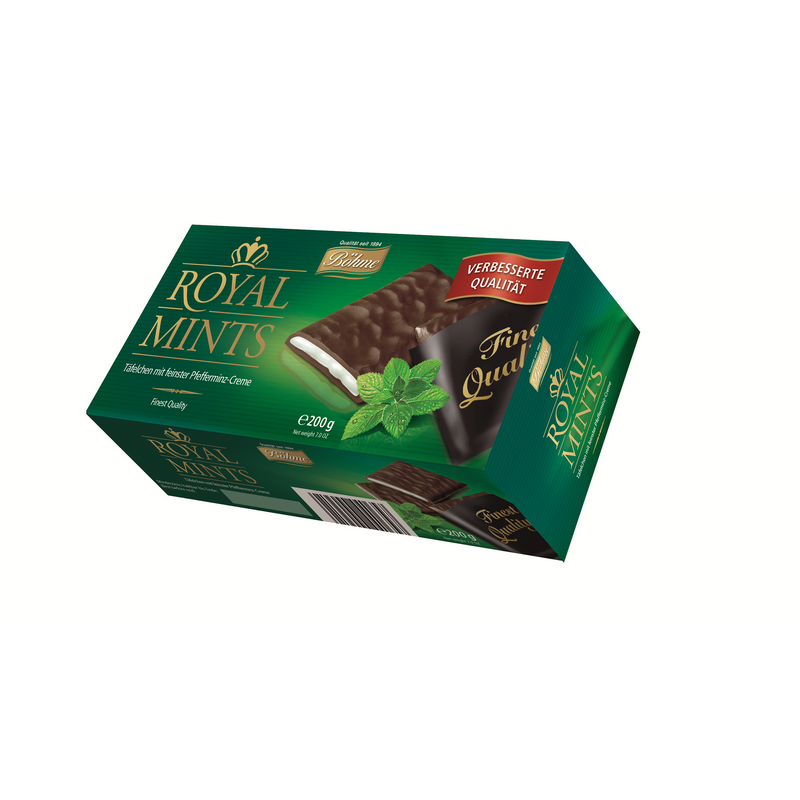 Halloren Royal Mints tableta ciocolata 51% cu crema fina de menta, 200g